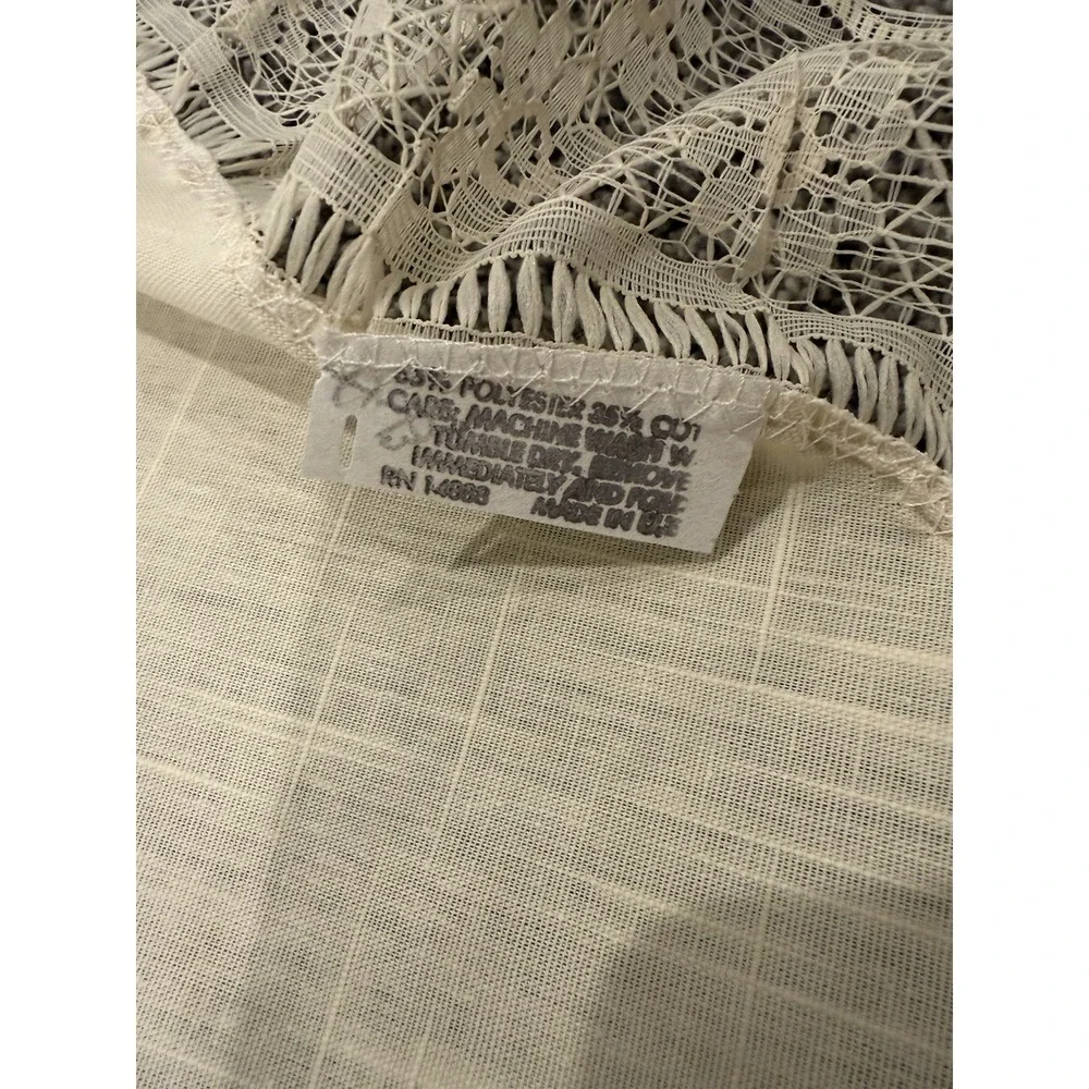 Vintage 1980s Dynasty Lace Edge Tablecloth Ivory Cream Oblong 90 X 67 Inches